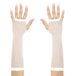 Rukavičky bez prstů bílé síťované